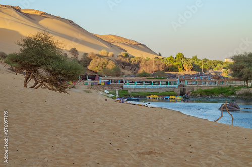Desert and houses near Jazirat Salujah close to Aswan photo