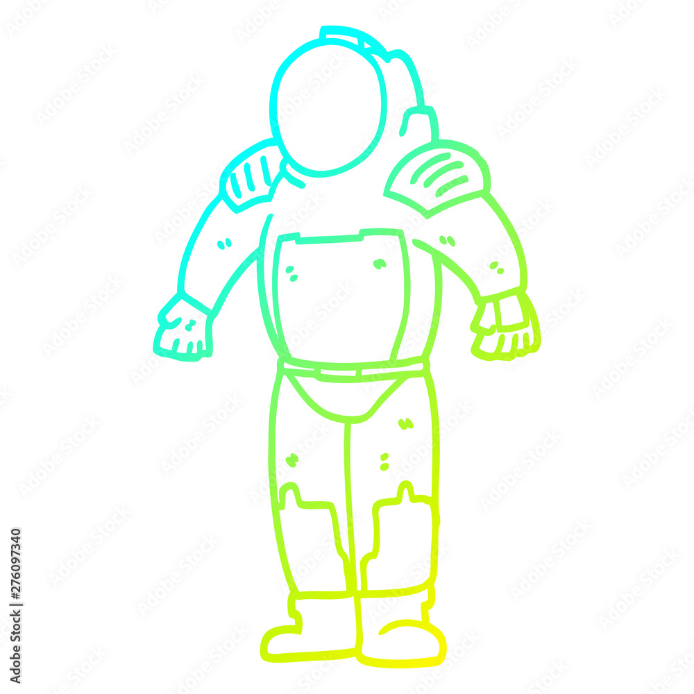 Obraz premium cold gradient line drawing cartoon space man