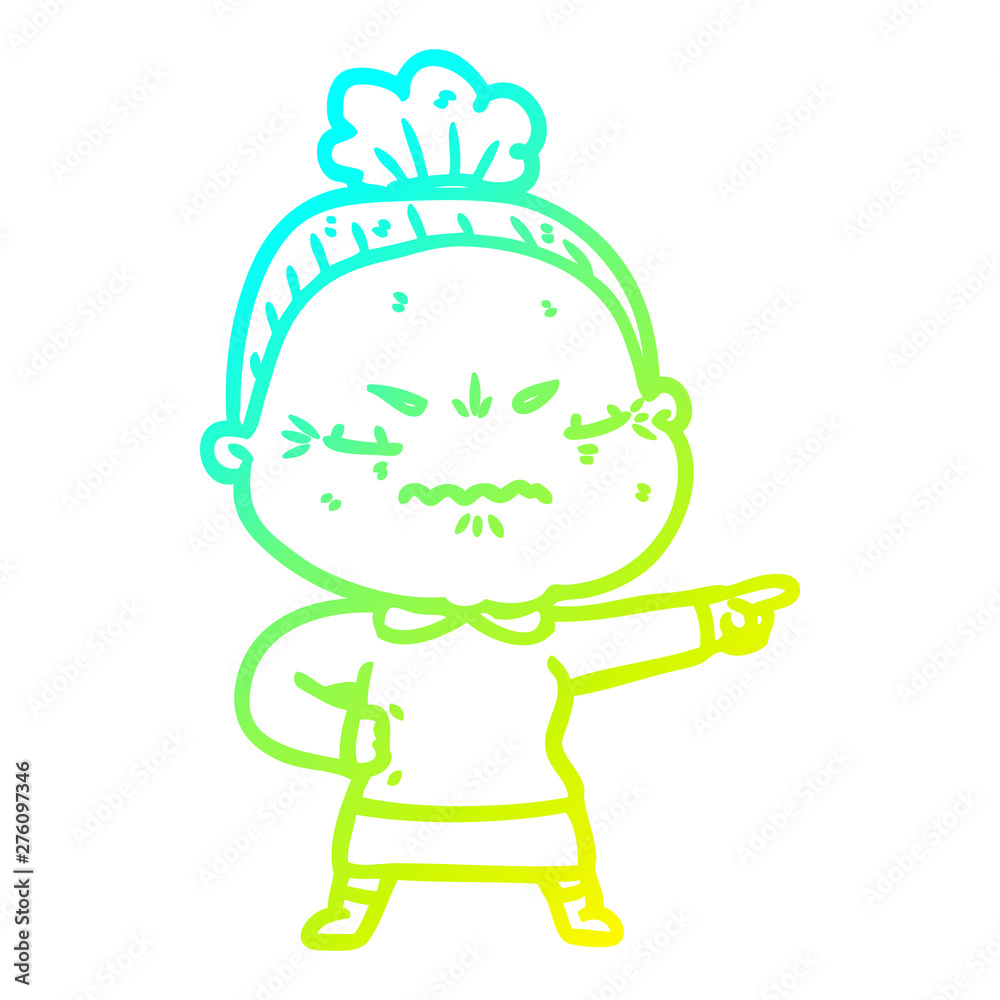 cold gradient line drawing cartoon annoyed old lady cold gradient line drawing cartoon annoyed old lady