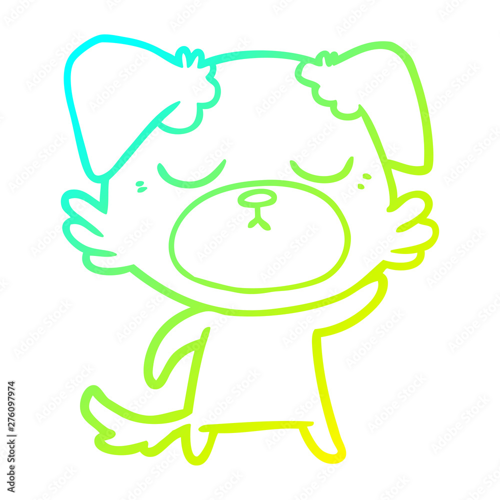 Fototapeta premium cold gradient line drawing cute cartoon dog