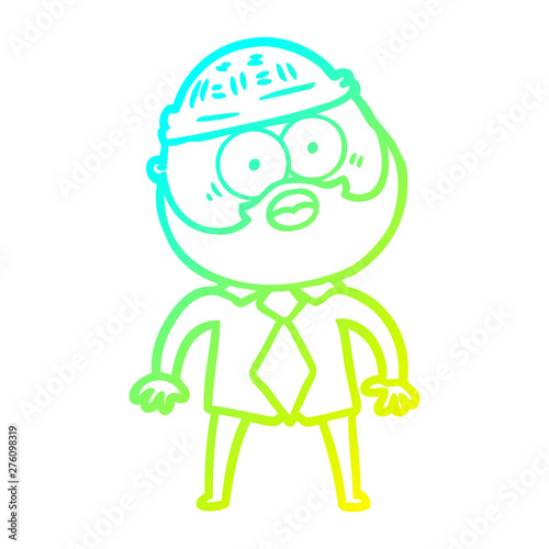 cold gradient line drawing cartoon bearded man