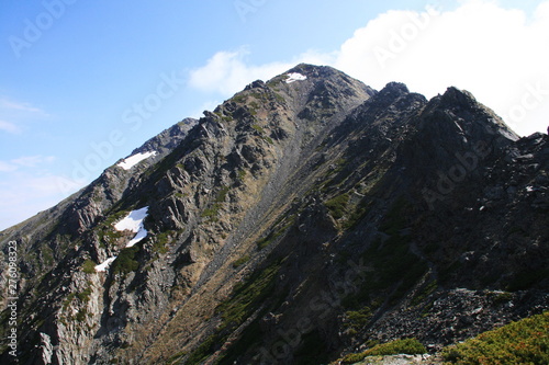 南アルプス 白峰三山テント縦走 北岳山荘への下りから北岳を振り返る