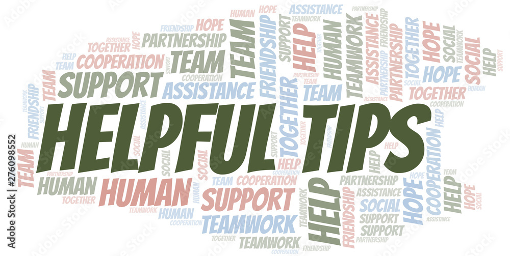 Fototapeta premium Helpful Tips word cloud. Vector made with text only.