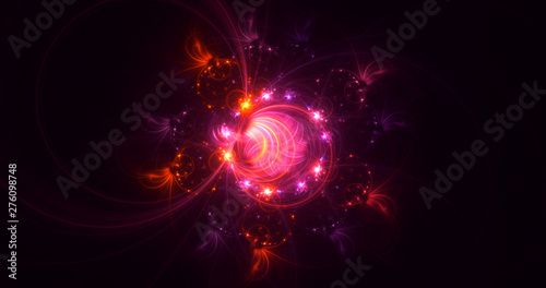 3D rendering abstract red fractal light background