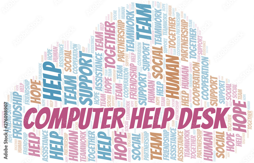 Obraz premium Computer Help Desk word cloud. Vector made with text only.