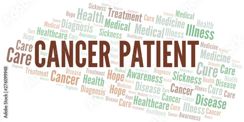 Cancer Patient word cloud. Vector made with text only.