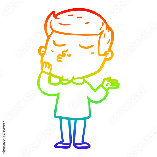 rainbow gradient line drawing cartoon model guy pouting
