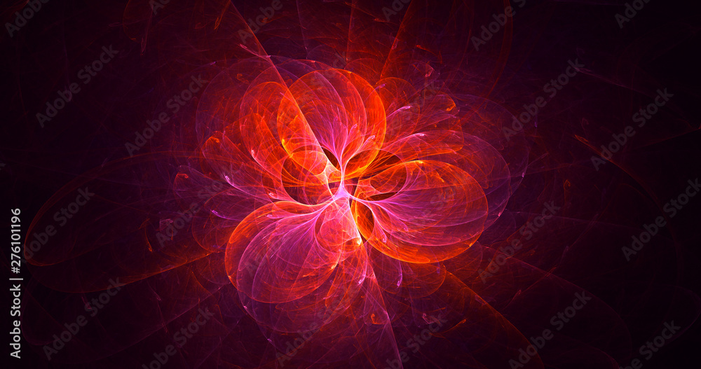 Fototapeta premium 3D rendering abstract red fractal light background