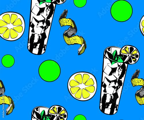 Vector lemon decoration seamless pattern, colorful design, vector illustration