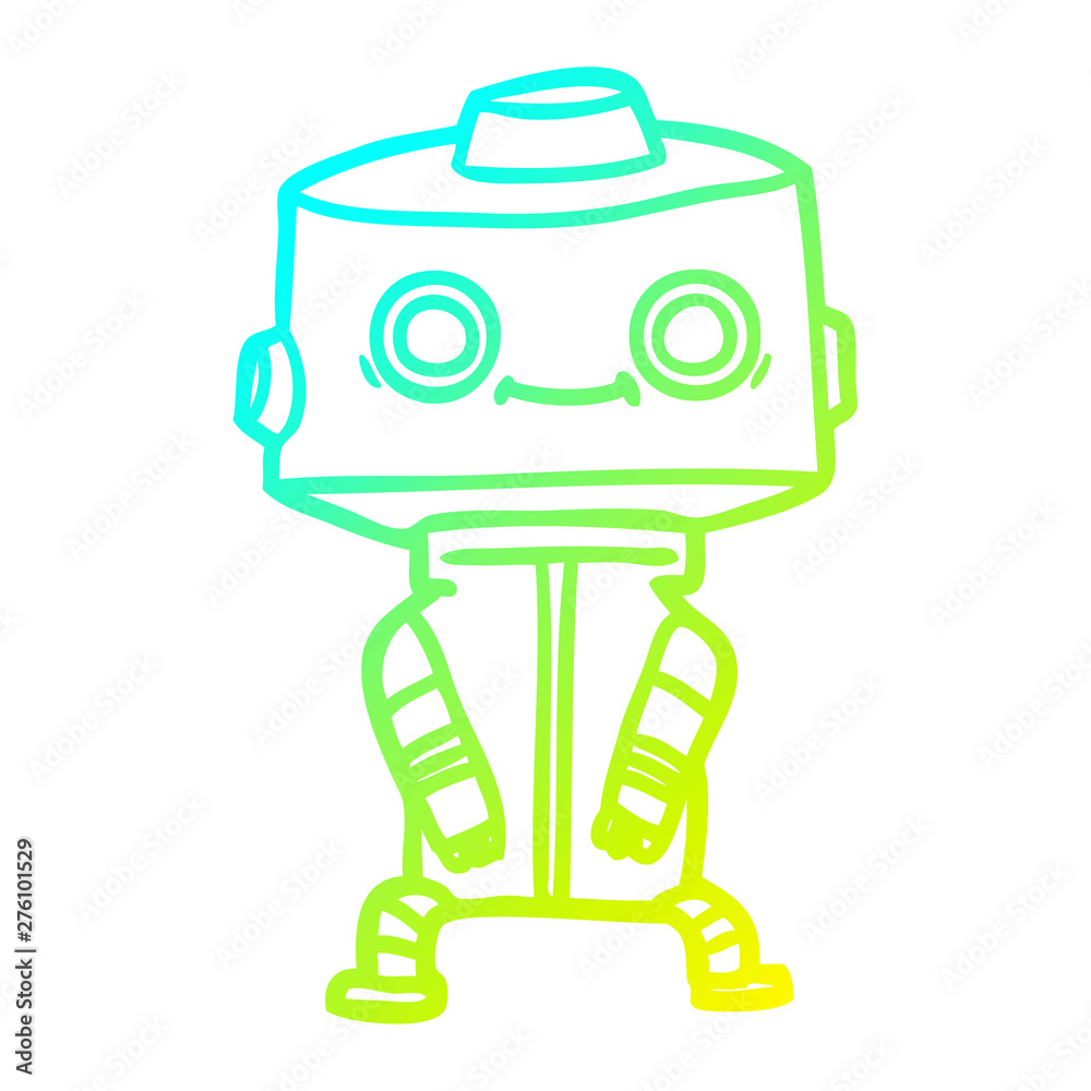 Naklejka premium cold gradient line drawing cartoon robot