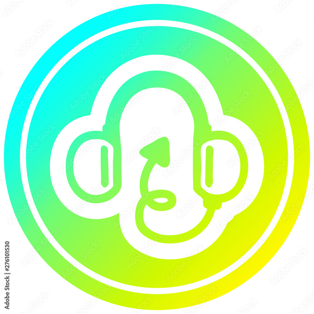 music headphones with devil tail circular in cold gradient spectrum music headphones with devil tail circular in cold gradient spectrum