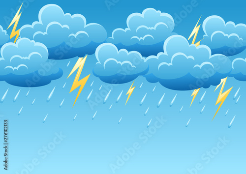 Seamless pattern with thunderstorm.