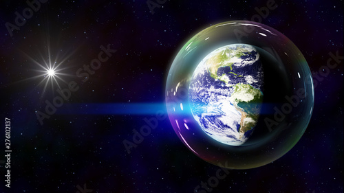 Fototapeta Naklejka Na Ścianę i Meble -  safe planet earth bubble in space