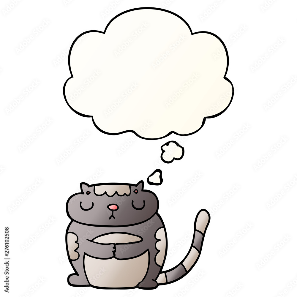 cute cartoon cat and thought bubble in smooth gradient style cute cartoon cat and thought bubble in smooth gradient style