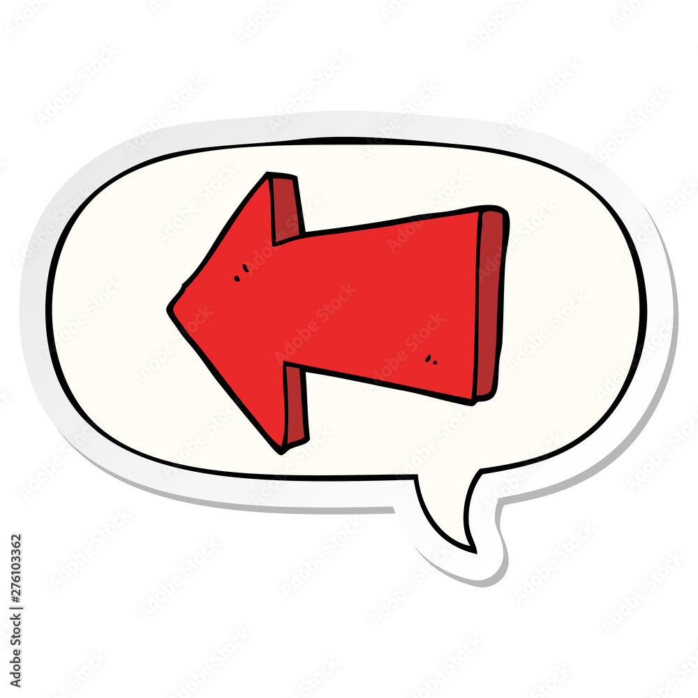 Fototapeta premium cartoon pointing arrow and speech bubble sticker