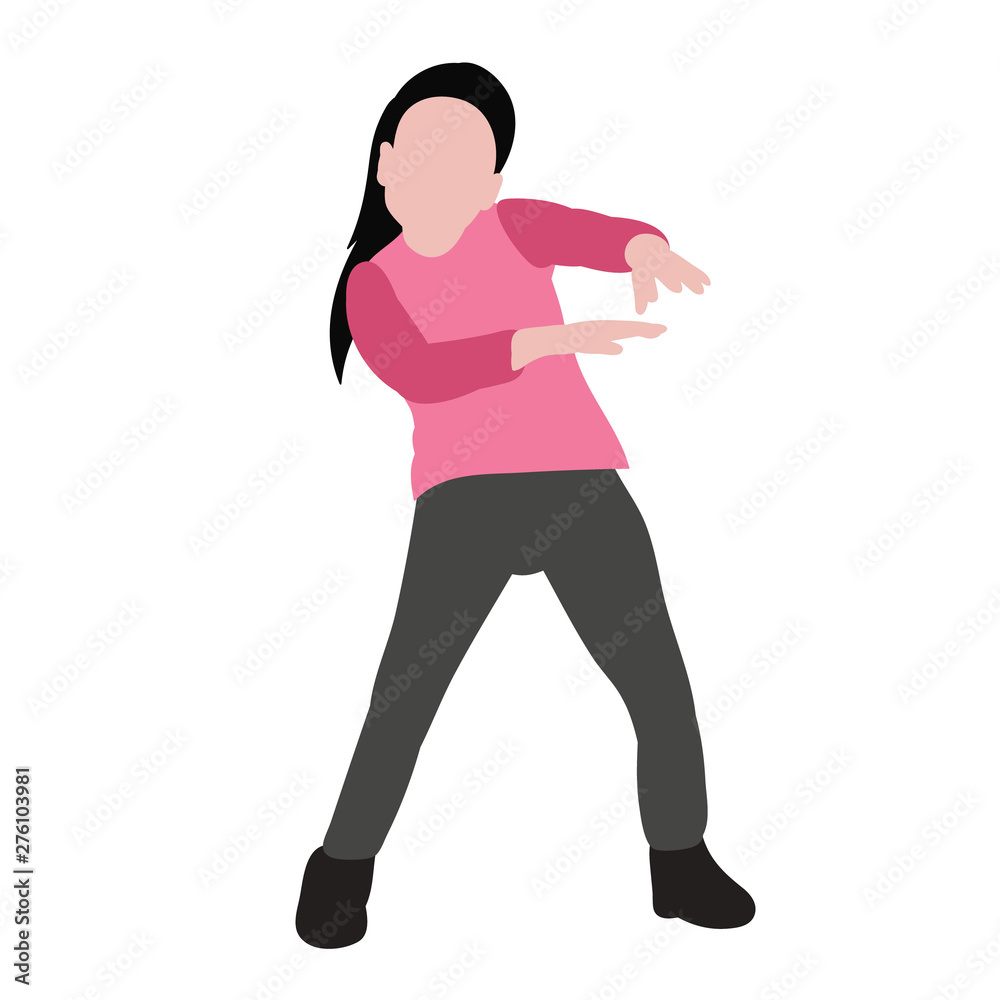 isolated child in flat style, girl dancing dance isolated child in flat style, girl dancing dance