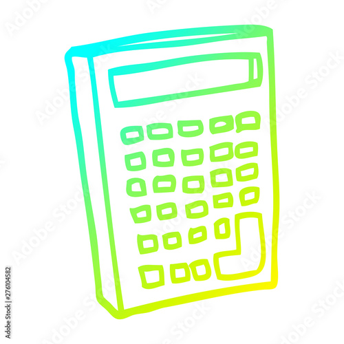 cold gradient line drawing cartoon calculator