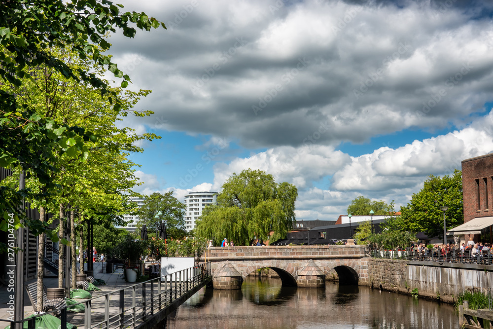 Fototapeta premium Vejle city center with the river, Denmark