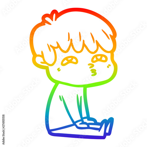 rainbow gradient line drawing cartoon curious man