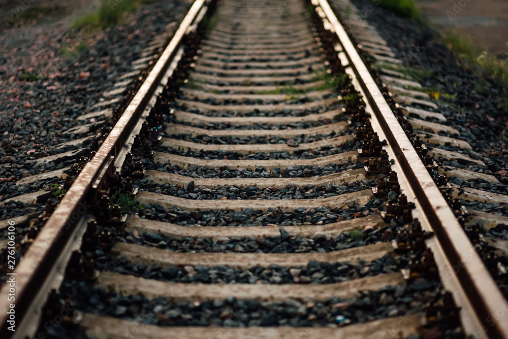 Railroad elements. Modern railways infrastructure. Railway transportation in the city. rails. Railroad tie. Railroad elements. Modern railways infrastructure. Railway transportation in the city. rails. Railroad tie.