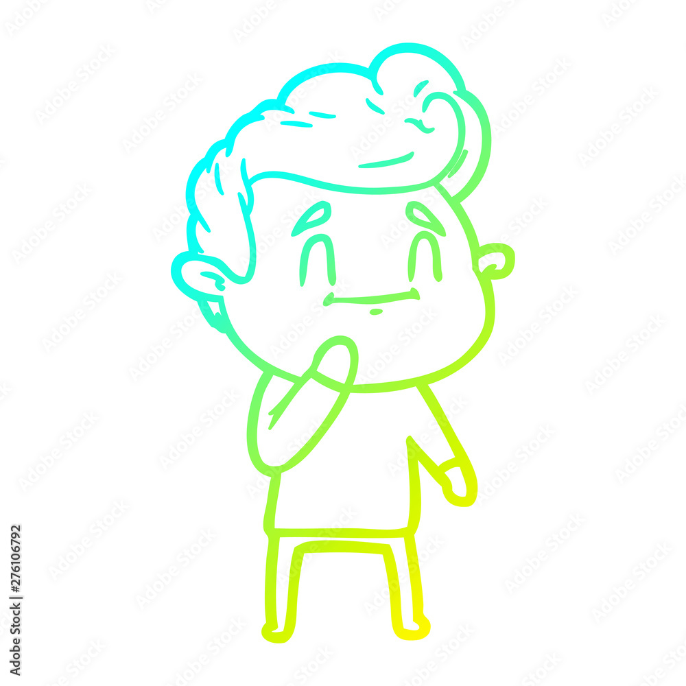 cold gradient line drawing happy cartoon man cold gradient line drawing happy cartoon man