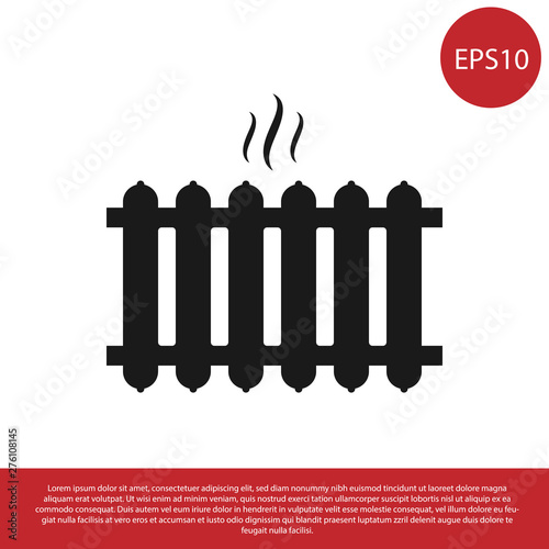 Black Heating radiator icon isolated on white background. Vector Illustration