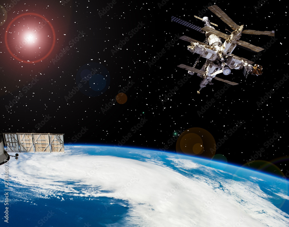 Space station above the earth. The elements of this image furnished by NASA. Space station above the earth. The elements of this image furnished by NASA.