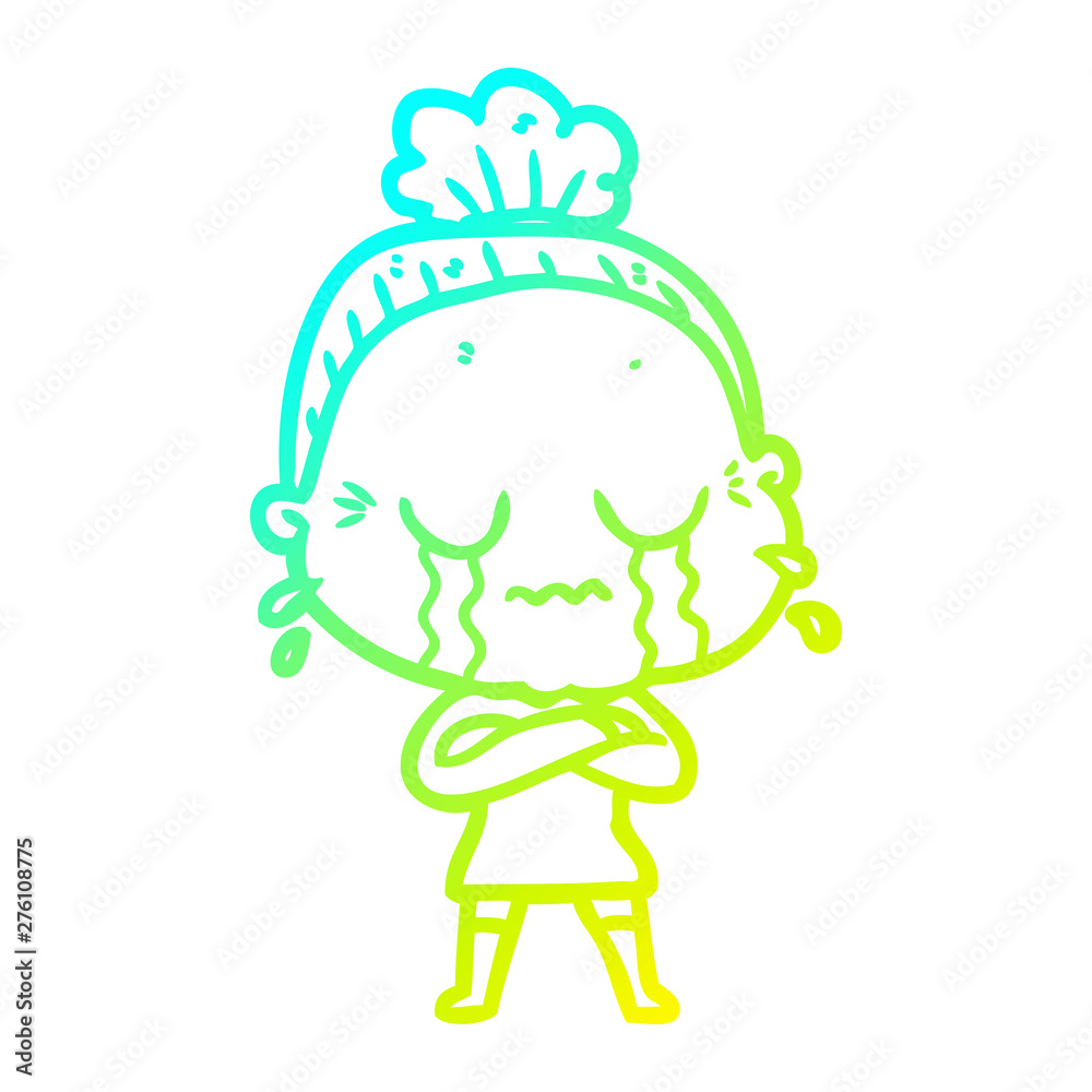 cold gradient line drawing cartoon crying old lady cold gradient line drawing cartoon crying old lady