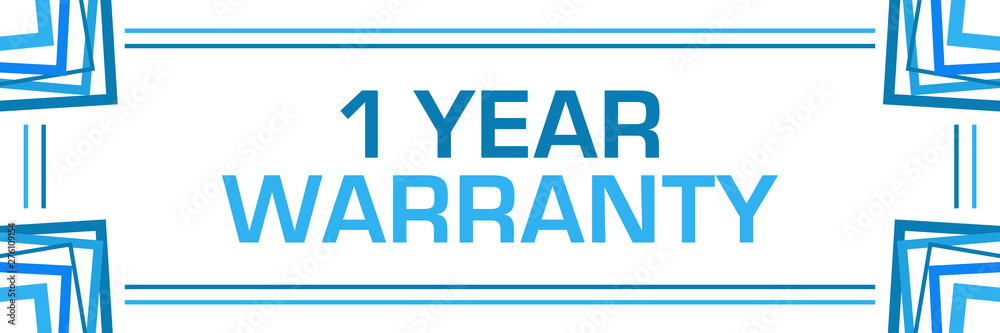 Warranty One Year Blue Random Borders Horizontal 