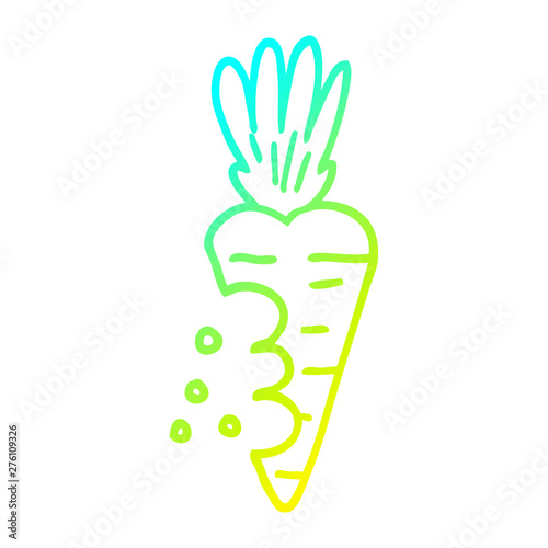 cold gradient line drawing cartoon carrot with bite marks