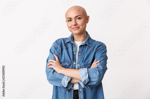 Portrait of a beautiful young hairless woman
