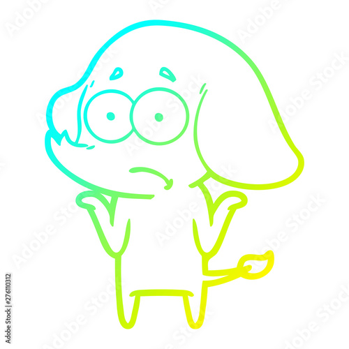 cold gradient line drawing cartoon unsure elephant