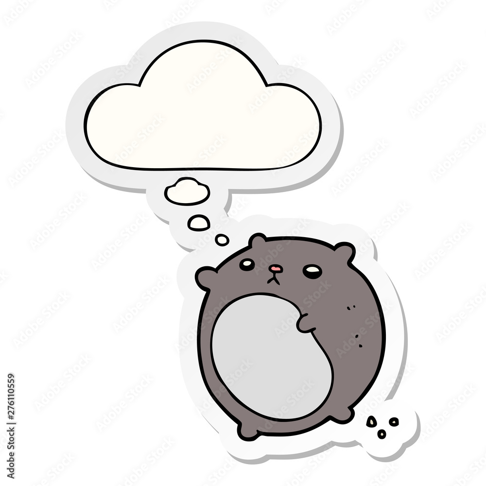 cartoon bear and thought bubble as a printed sticker cartoon bear and thought bubble as a printed sticker