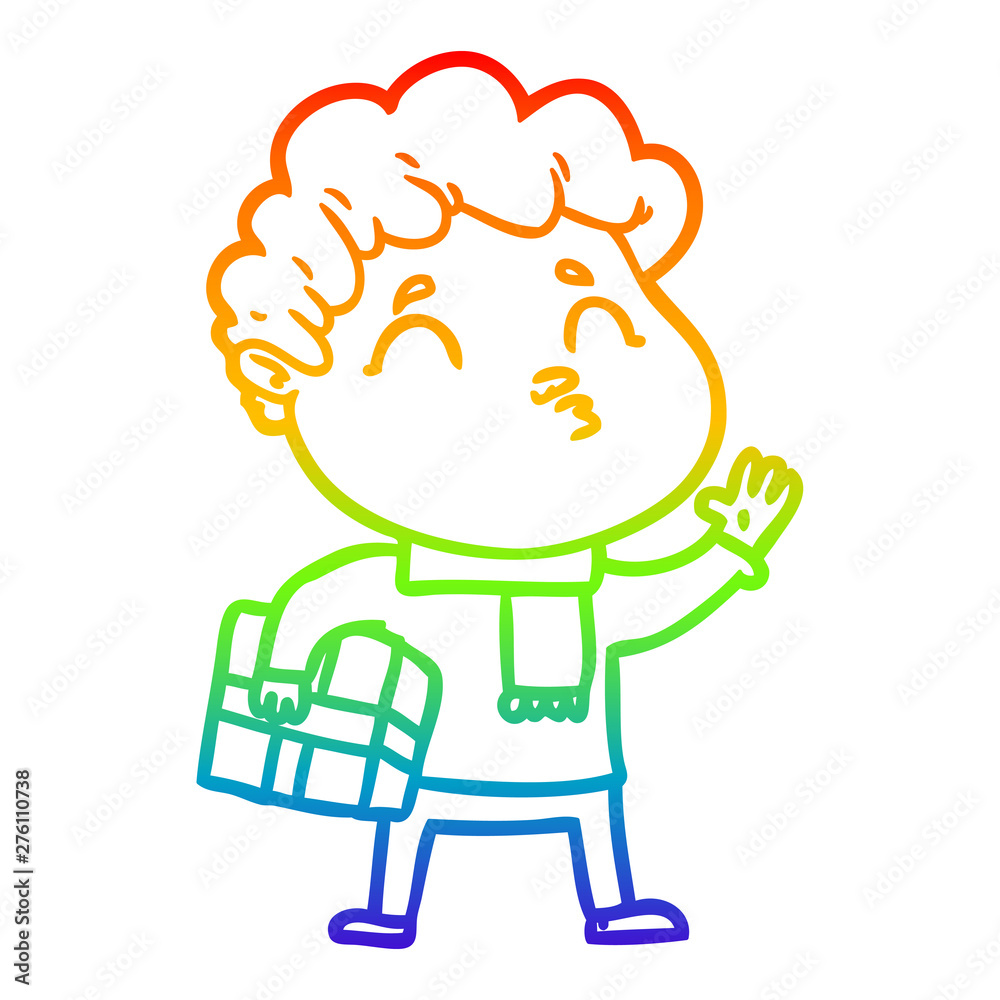 rainbow gradient line drawing cartoon man pouting rainbow gradient line drawing cartoon man pouting