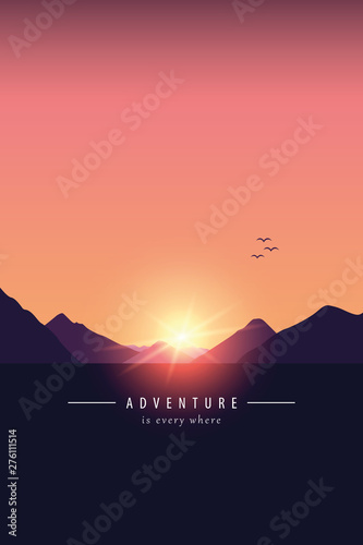 adventure mountain landscape background at sunset vector illustration EPS10