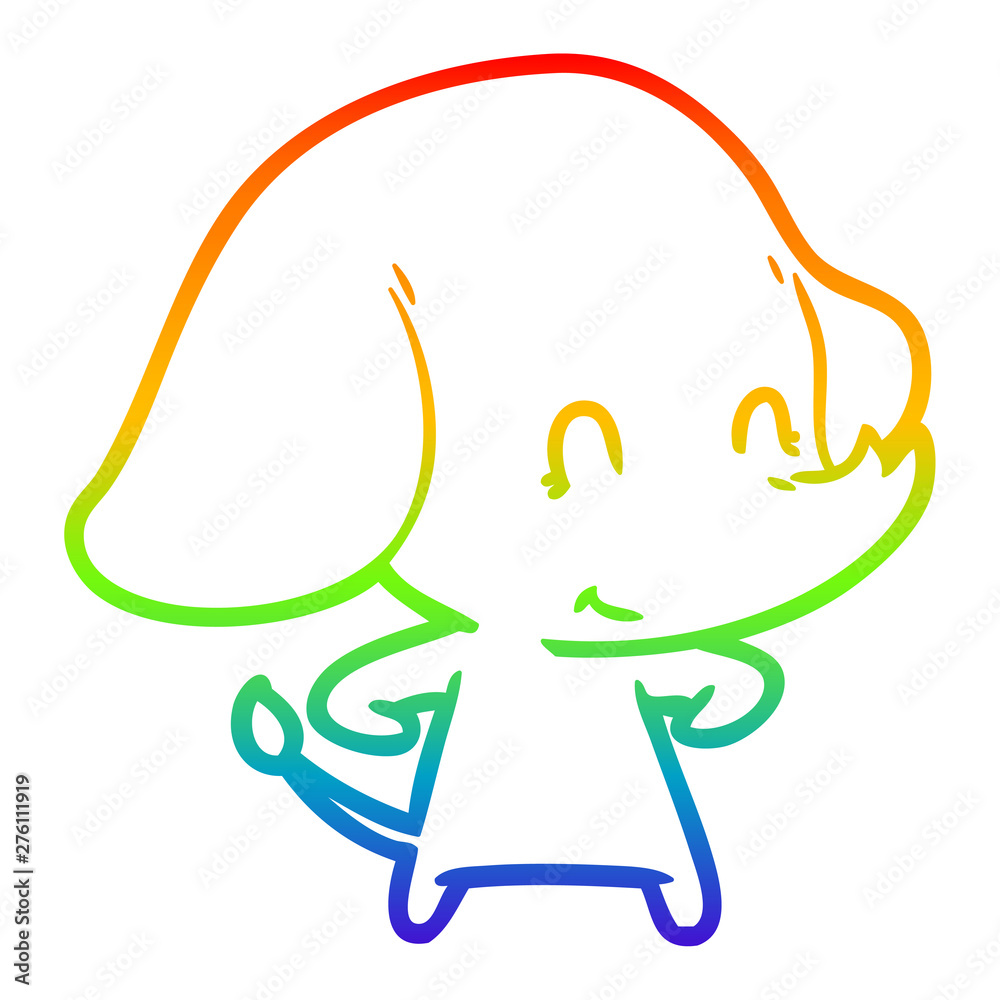 Obraz premium rainbow gradient line drawing cute cartoon elephant