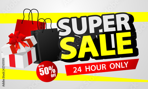 Stack of shopping Black friday sale poster with shopping and bags