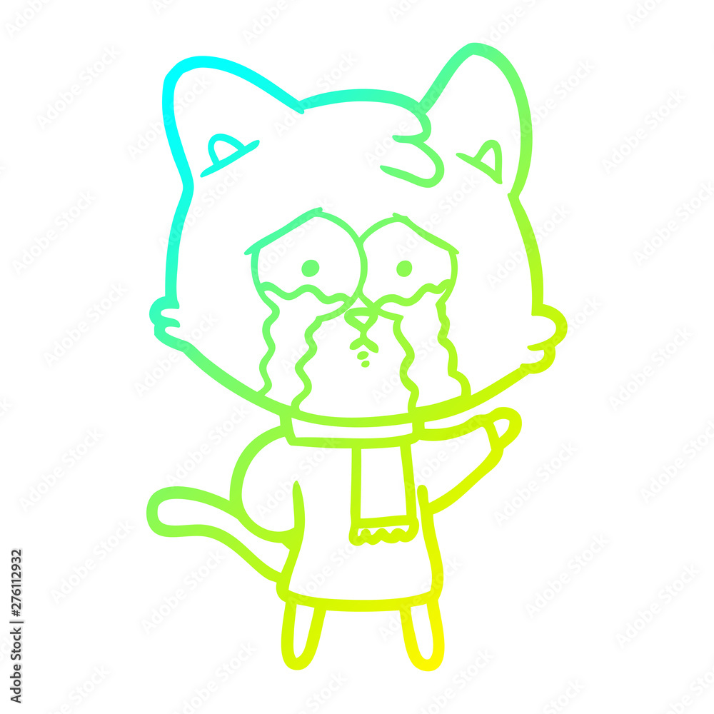 cold gradient line drawing cartoon crying cat cold gradient line drawing cartoon crying cat