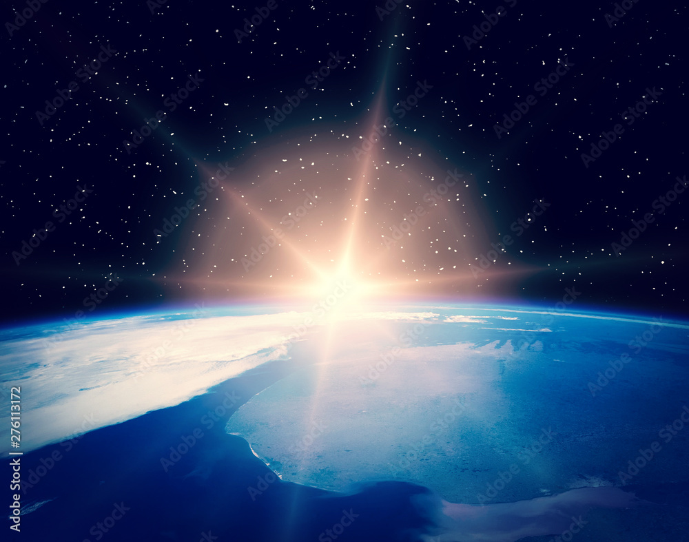 Thrilling sunrise from space. The elements of this image furnished by NASA.
