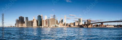 Manhattan skyline panorama with blue sky as background image