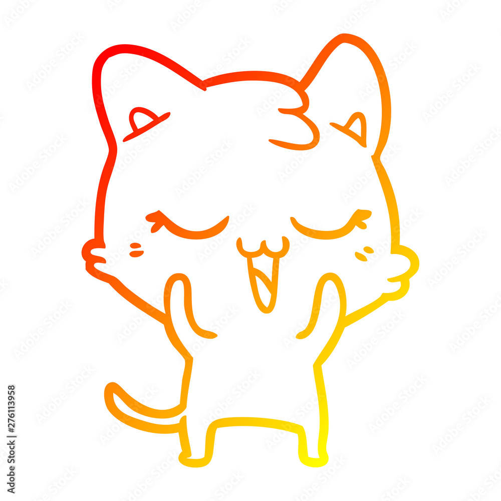 Obraz premium warm gradient line drawing cartoon cat