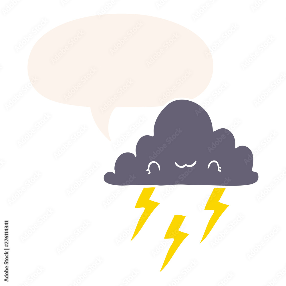 cartoon storm cloud and speech bubble in retro style cartoon storm cloud and speech bubble in retro style