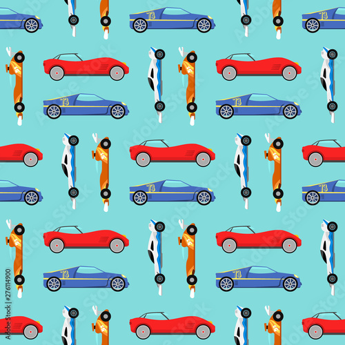 Sport speed automobile offroad rally car colorful fast motor racing auto driver transport motorsport seamless pattern background vector illustration.