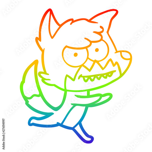 rainbow gradient line drawing cartoon grinning fox