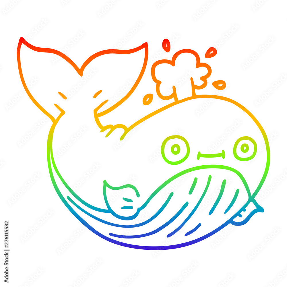 rainbow gradient line drawing cartoon sea whale rainbow gradient line drawing cartoon sea whale