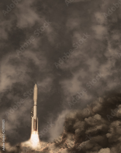 Flying rocket. The elements of this image furnished by NASA. © wowinside