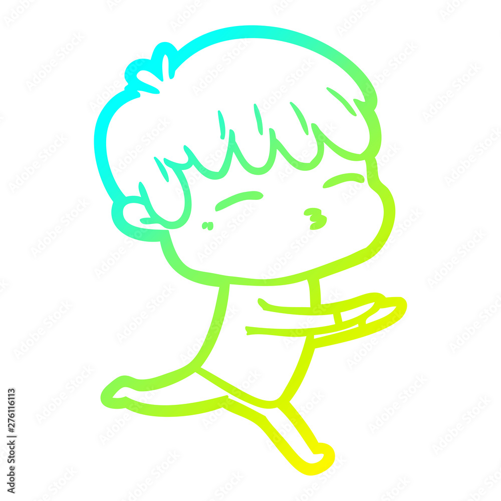 cold gradient line drawing cartoon curious boy