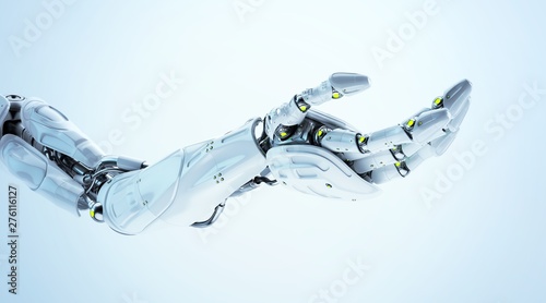 Wallpaper Mural Artificial futuristic robotic arm with asking gesture, 3d render / Robotic arm stretched Torontodigital.ca