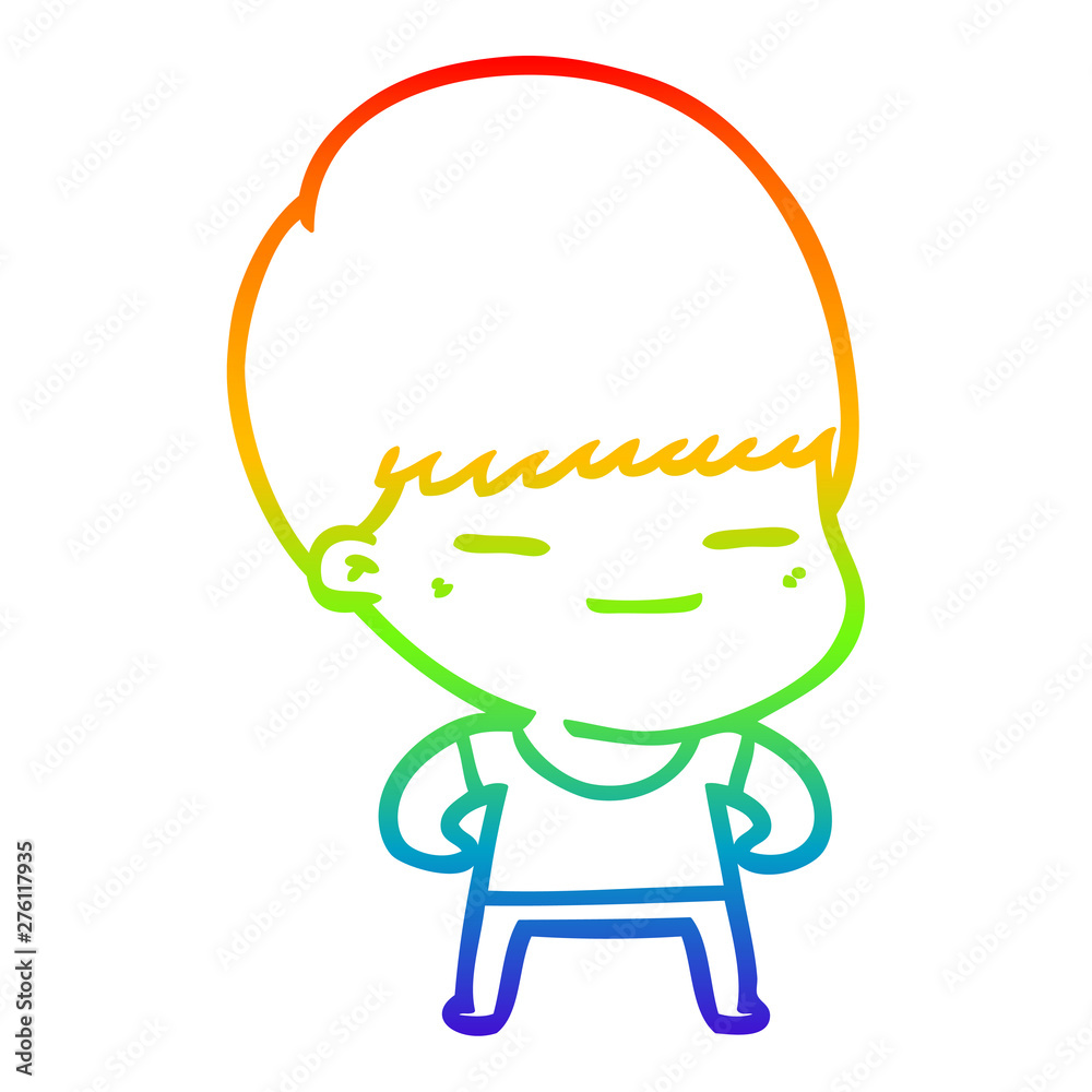 rainbow gradient line drawing cartoon smug boy rainbow gradient line drawing cartoon smug boy