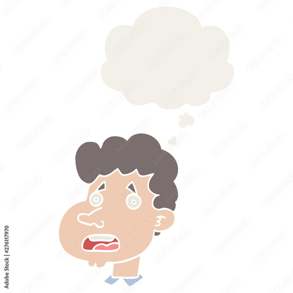 cartoon shocked man and thought bubble in retro style cartoon shocked man and thought bubble in retro style
